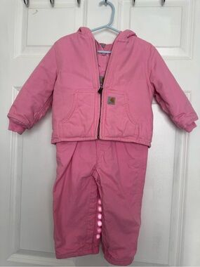 Carhartt Pink Hooded Kids Snow Bib and Jacket Set